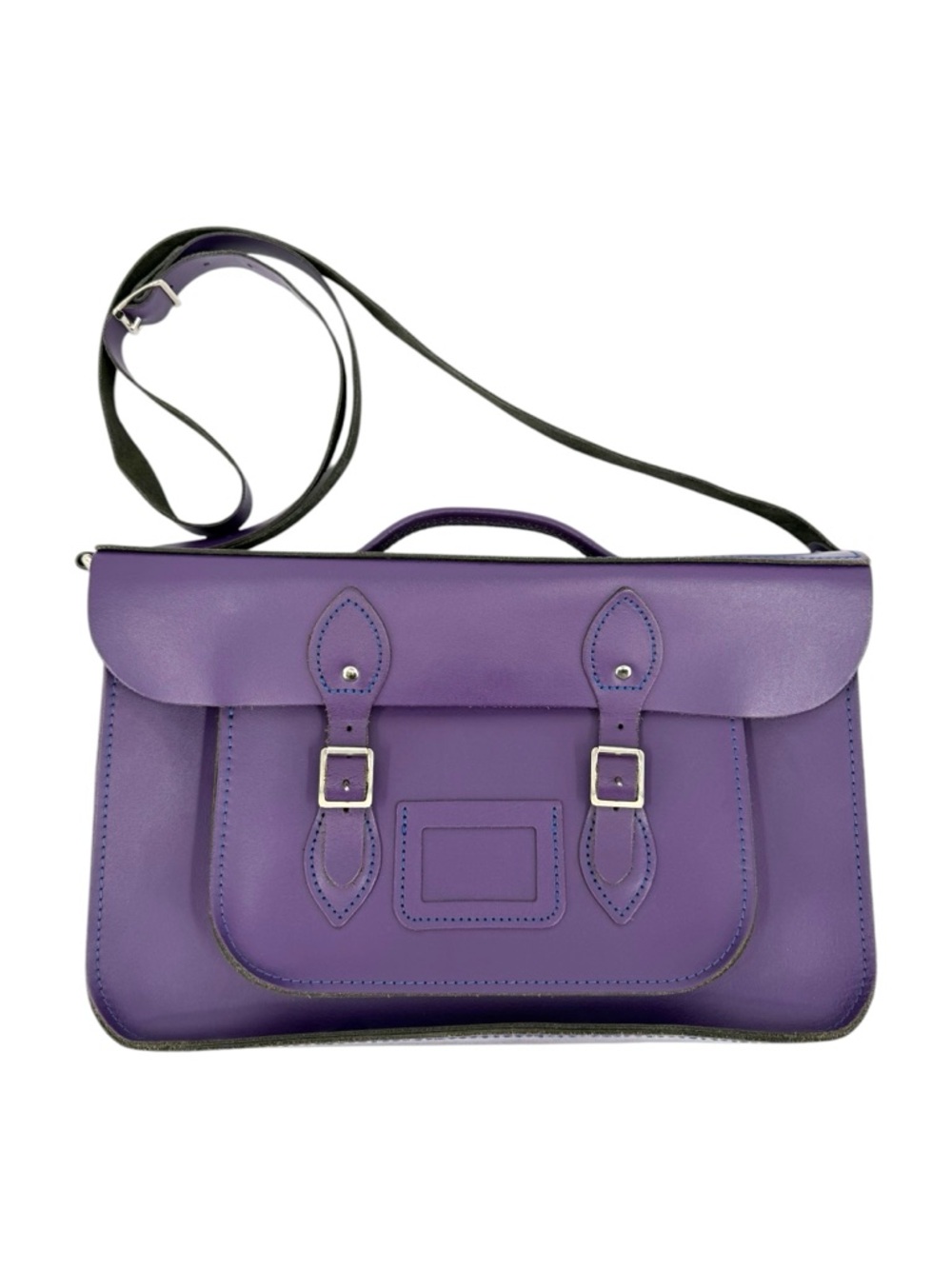 Bohemia Leather Satchel Bag in Purple 14”x10”x4”